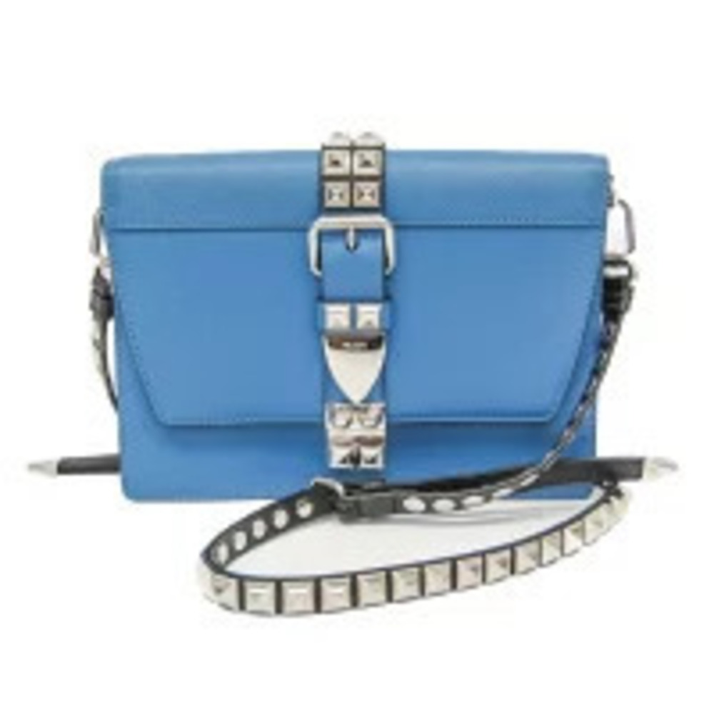 Prada Electra Studs Leather Shoulder Bag Blue